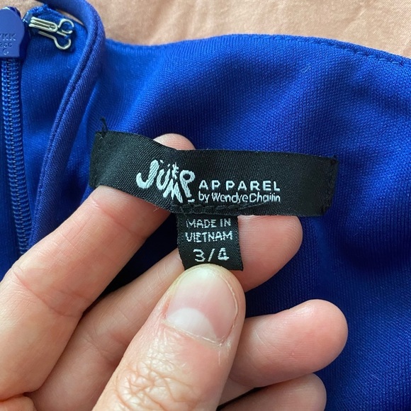 NWT Jump Apparel Dress Size 3/4 Blue One Shoulder Spaghetti Stap Cutout Dress - Picture 7 of 13